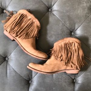 Genuine Leather Fringe Booties